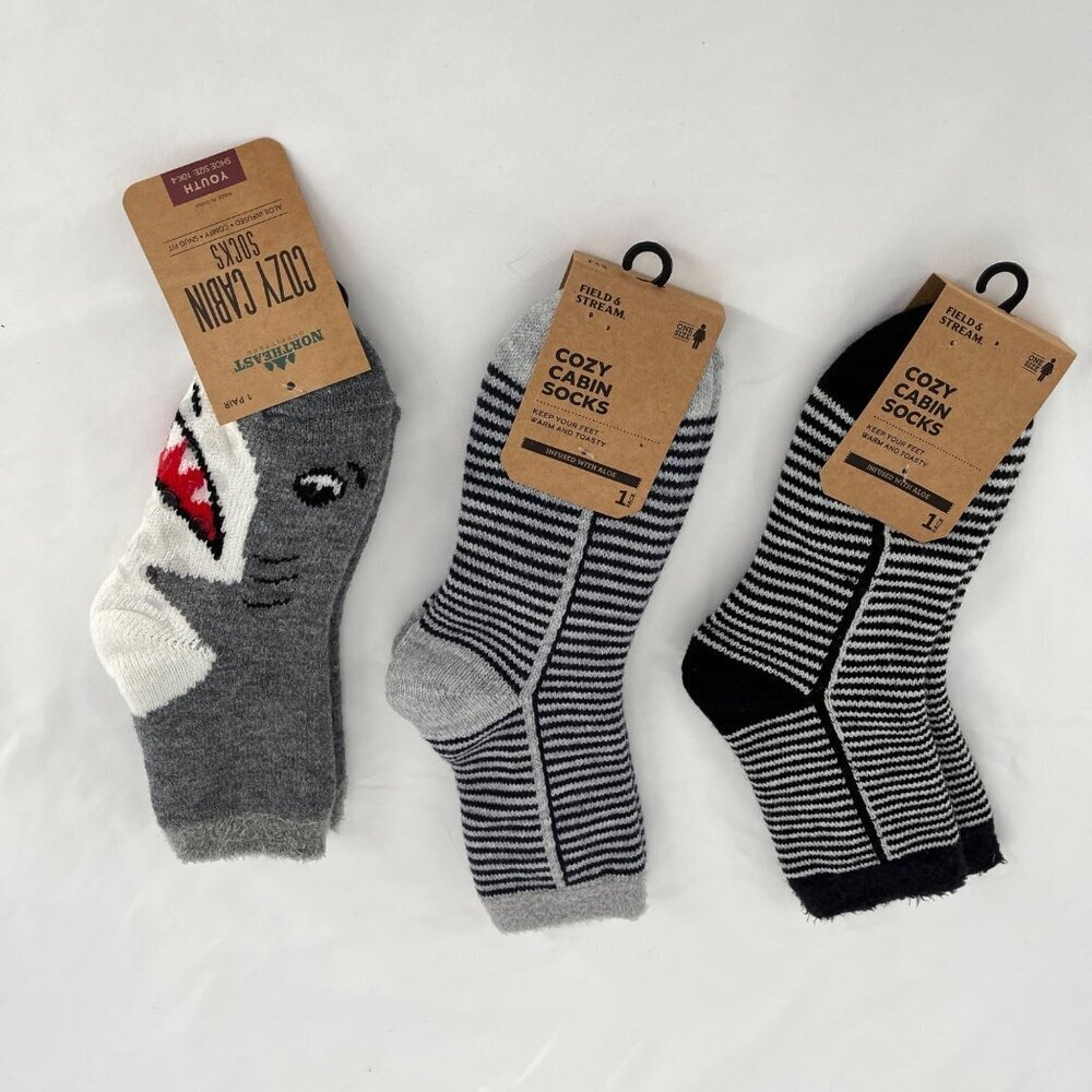 Northern TFC Cozy‎ Cabin Socks 3 pair Bundle Youth Size S Double Layer Design